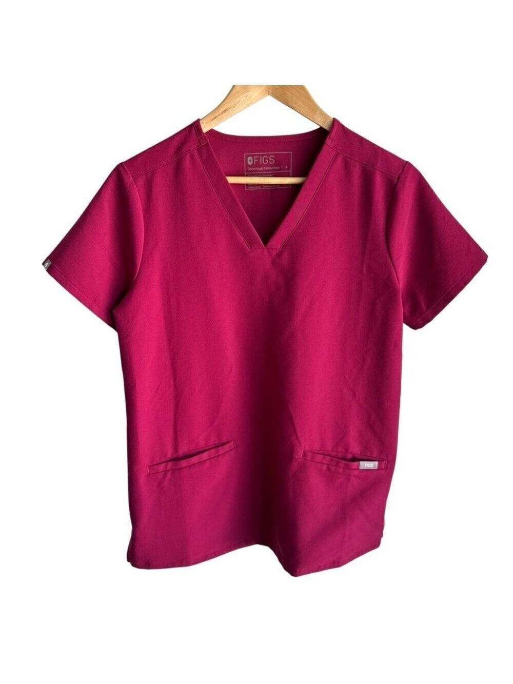 Figs Casma Scrub Top Womens S Dark Magenta Pink Short Sleeve T-Shirt